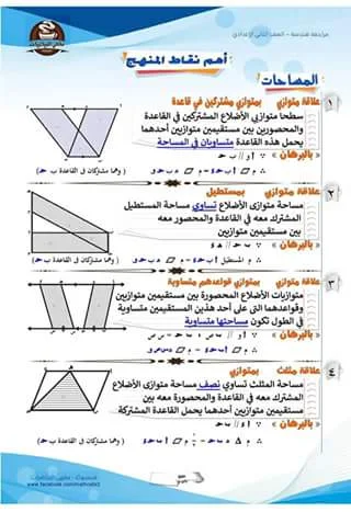 المراجعة النهائية فى الهندسة للصف الثانى الاعدادى ترم ثانى 2018