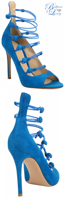♦Gianvito Rossi blue suede button-strap open-toe pumps #pantone #shoes #blue #brilliantluxury