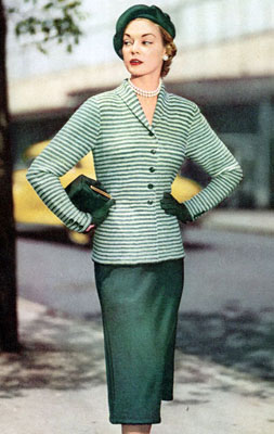 The Vintage Pattern Files : Free 1950's Knitting Pattern - Day in Town Jacket & Skirt