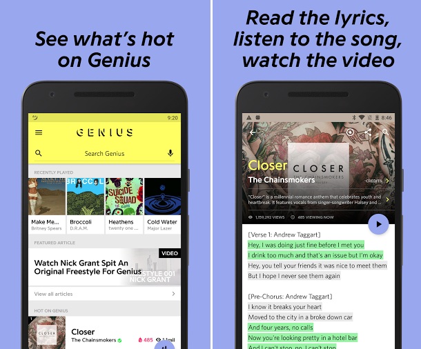 Aplikasi penampil lirik lagu di android
