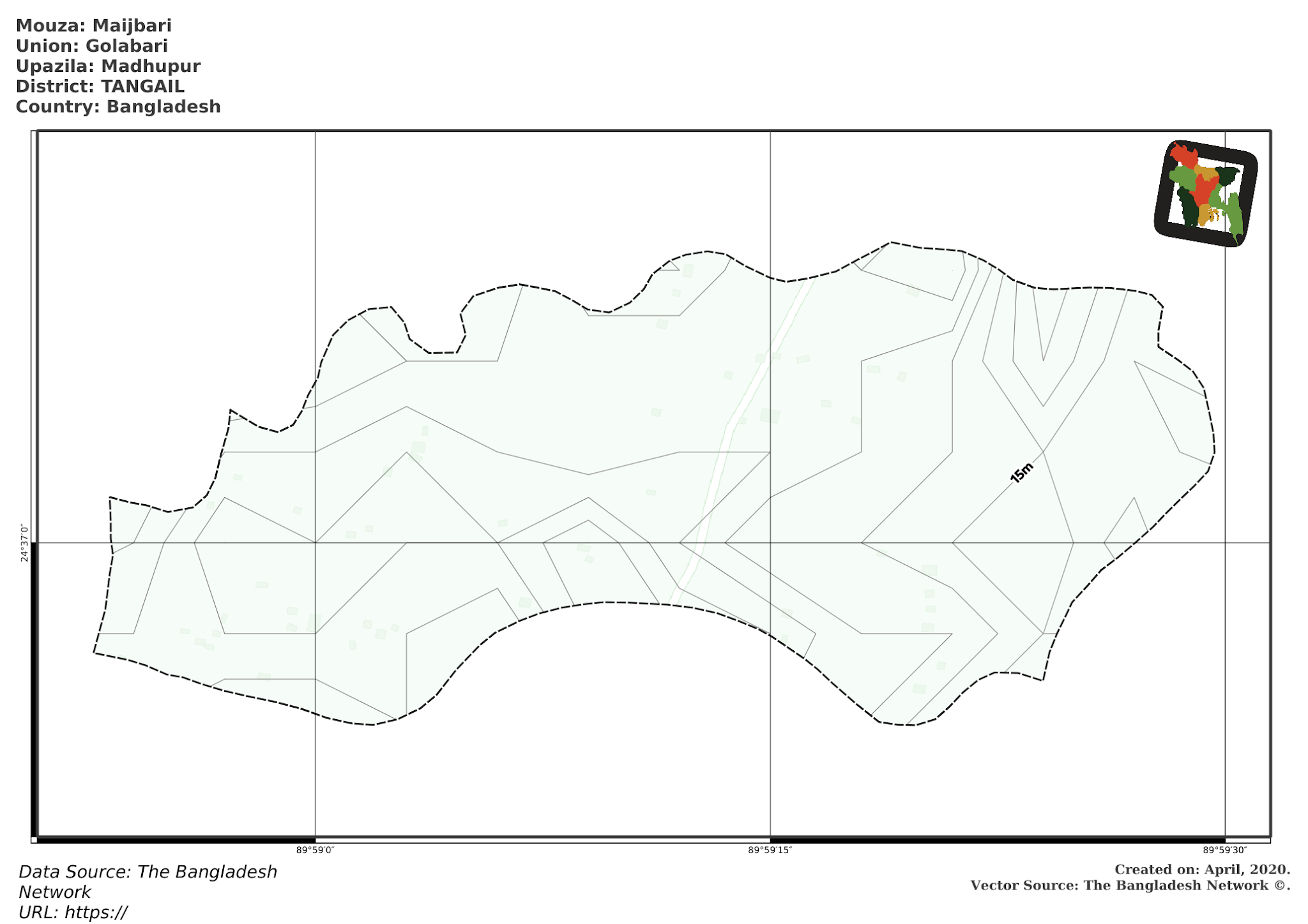Map of Maijbari Mouza of Madhupur Upazila, TANGAIL, Bangladesh.
