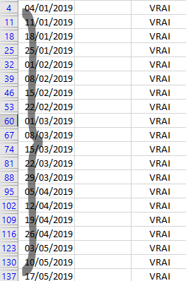 Exemple de numéros de lignes à renvoyer Exemple de numéros de lignes à renvoyer