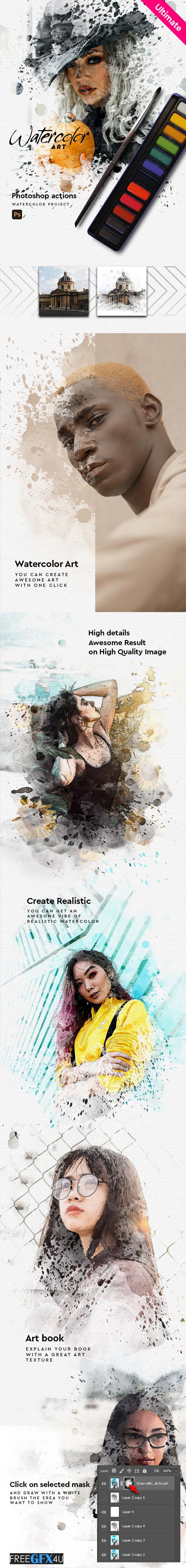 Watercolor Art Aquarelle Photoshop Action Free Download Watercolor Art Aquarelle Photoshop Action