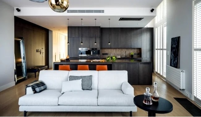 Desain Interior Ruang Keluarga Menyatu Dengan Dapur Rancangan Desain Rumah Minimalis