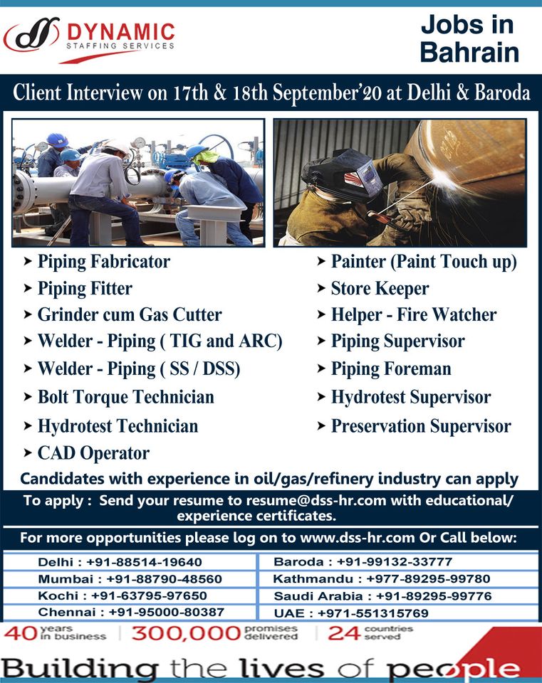 BAHRAIN JOBS REQUIRED FOR A LEADING COMPANY IN BAHRAIN