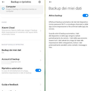 Backup dati Android Dati Android