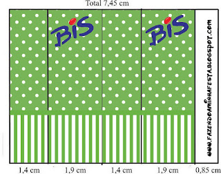 Verde con Lunares Blancos: Etiquetas para Candy Bar para Fiestas de 15 años para Imprimir Gratis.