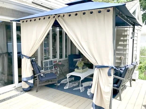 gazebo curtains on a summer deck