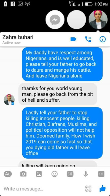 Killings will go on, Christians will die until they become Muslims” – Zahra Buhari FB_IMG_1476369337710