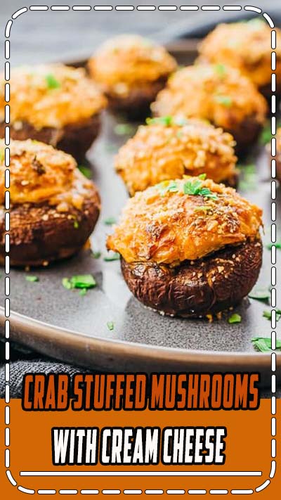 Make this for dinner: the best crab stuffed mushrooms recipe with cream cheese! #lowcarb #keto #healthy #appetizers It's super easy and simple, and reminds me of the ones at Red Lobster, Outback. or Olive Garden. My healthy version skips panko bread crumbs so it's low carb & keto. I use real canned crab lump meat & cream cheese to stuff the mushroom caps. garlic / seafood / baked / families / gluten free / diet