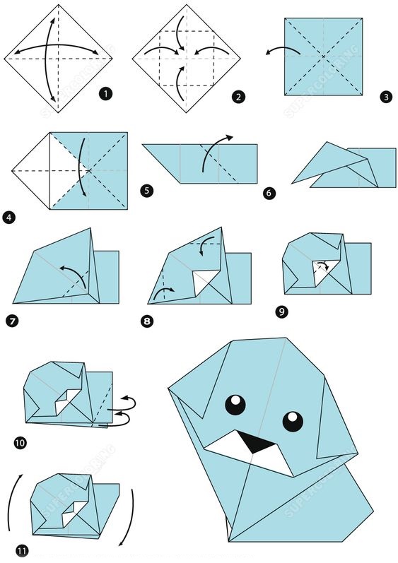 Gap giay origami hinh con cho