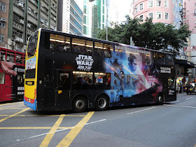 double-decker bus with advertising for Star Wars: The Rise of Skywalker