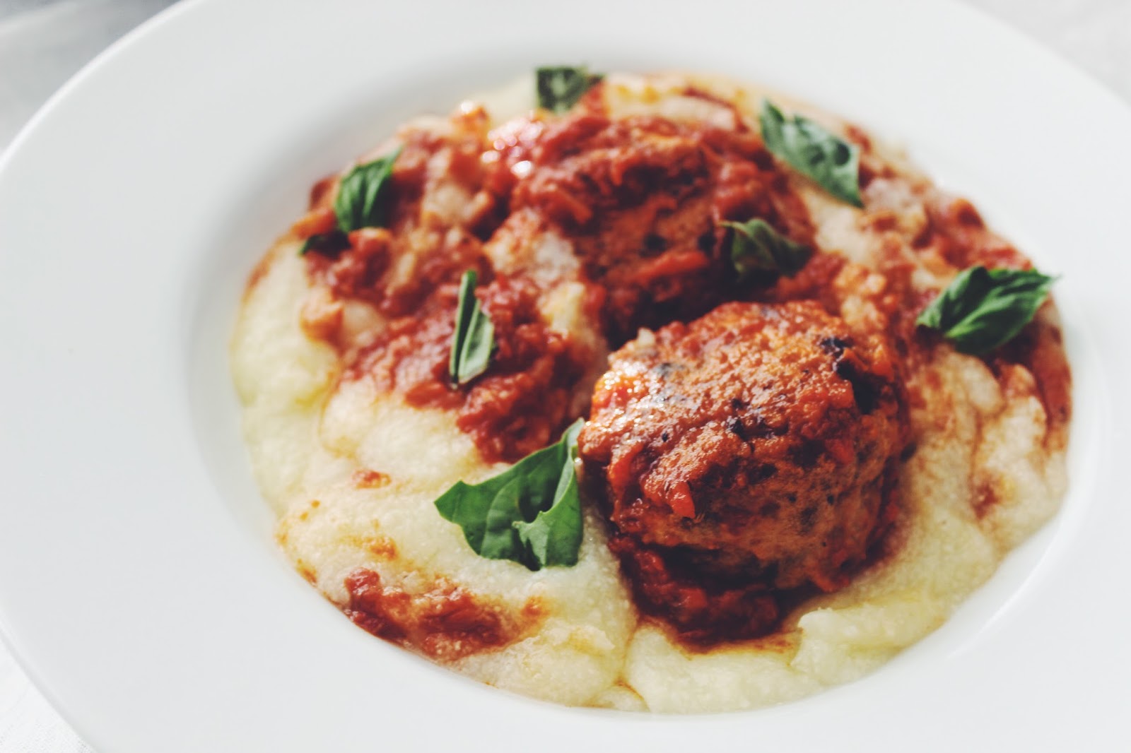 Homemade Marinara and Meatballs with Creamy Polenta D.M.R. Fine Foods