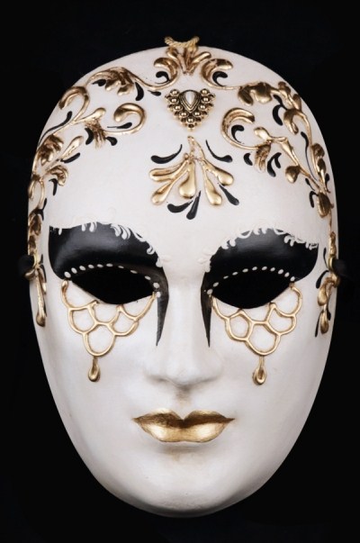 Volto Bi-Color Venetian Masquerade Ball Mask - Full Face