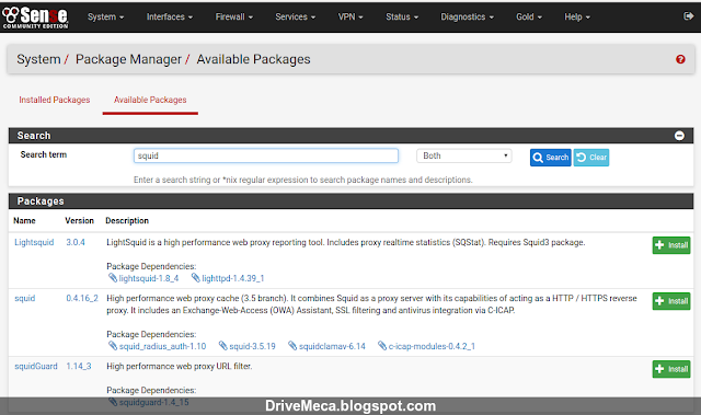 DriveMeca instalando y configurando pfSense Squid Transparent Proxy paso a paso DriveMeca instalando y configurando pfSense Squid Transparent Proxy paso a paso
