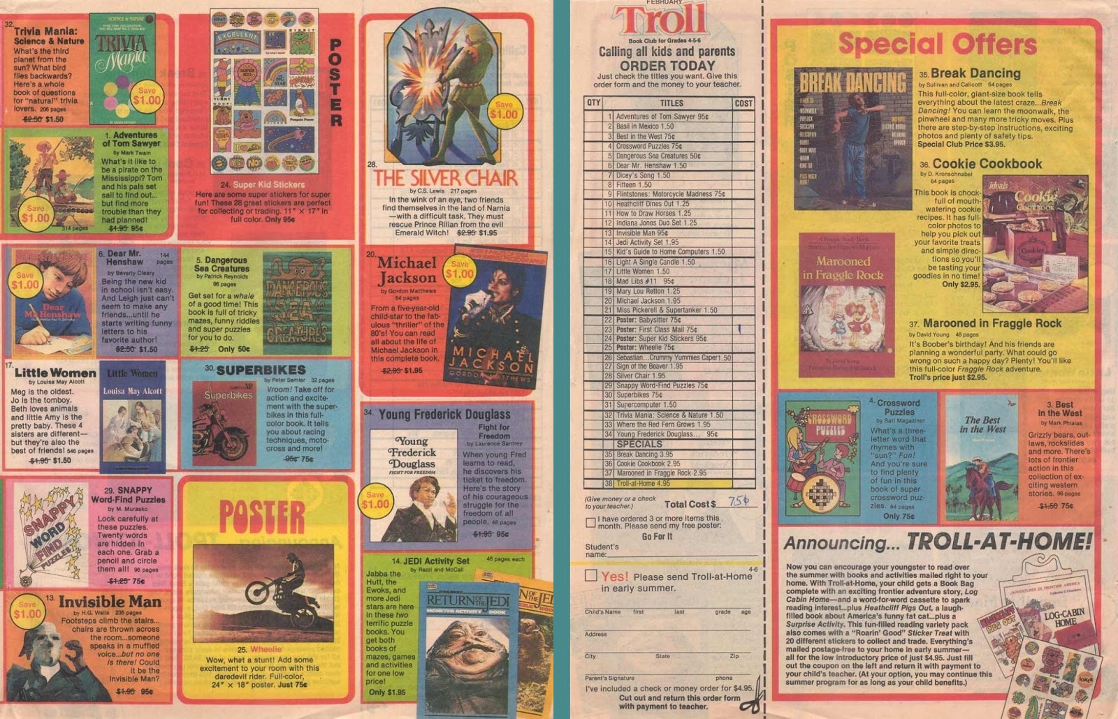 vintage 80, 90s Great Stickers Troll Associates Reading Book Club School