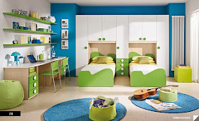 DORMITORIOS CON ESTILO: HABITACIÓN JUVENIL EN VERDE Y AZUL