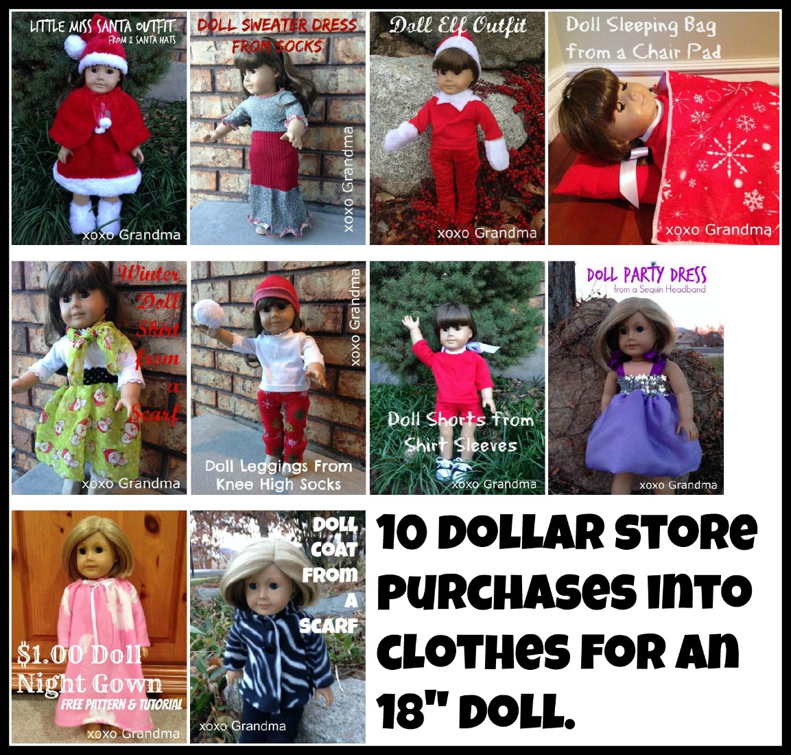xoxo Grandma Dollar Store Purchase Doll Shorts from Shirt Sleeves