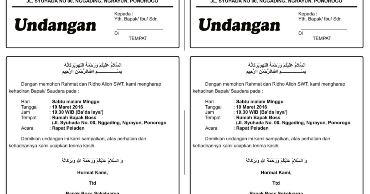 Download dan cara membuat undangan selamatan atau syukuran keluarga