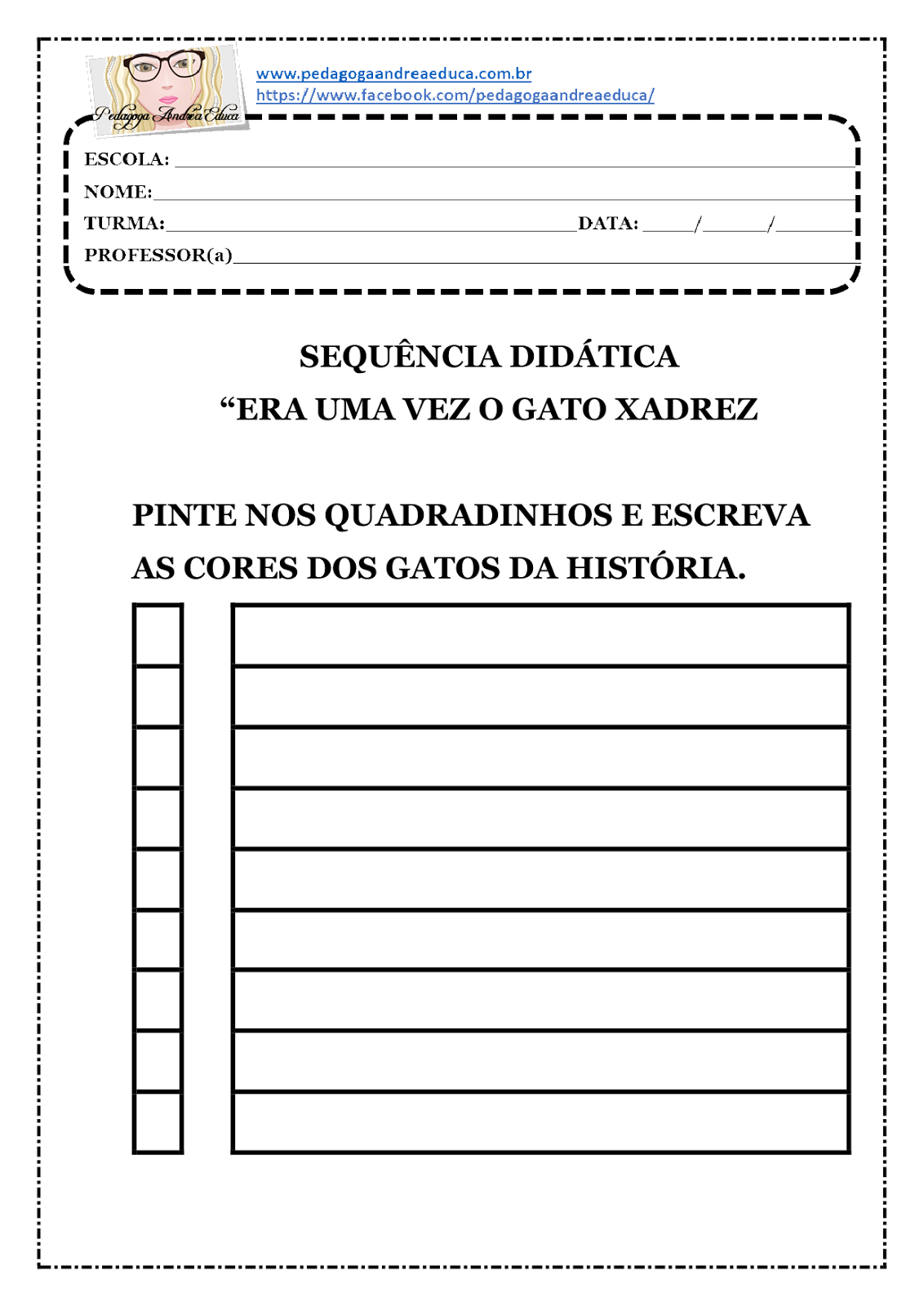 Compreensão do GATO XADREZ worksheet