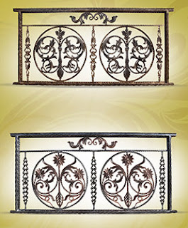 panel made by wrought iron forged rosettes