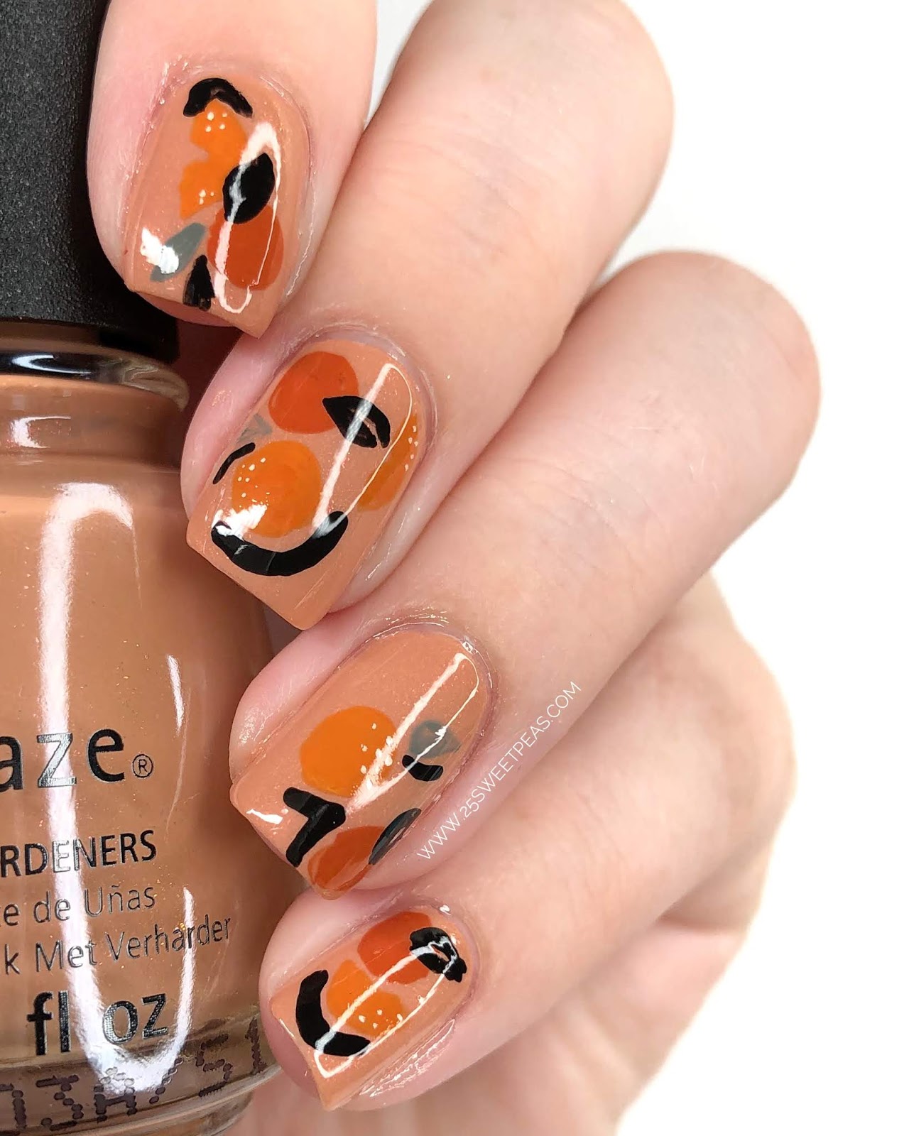 Abstract Orange Nail Art