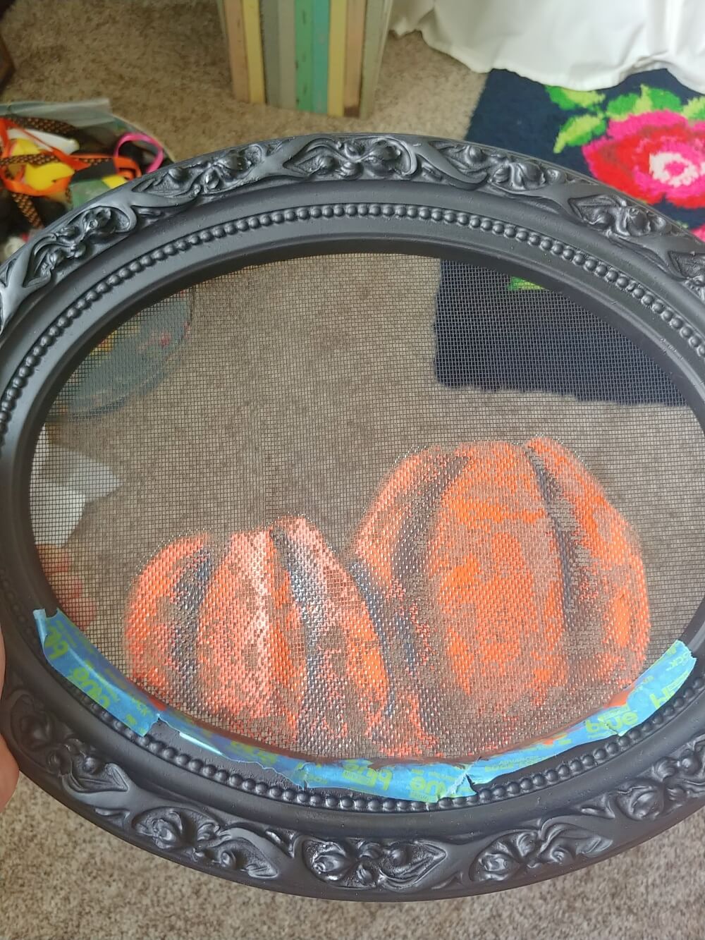 Pumpkin Screen Painting - 7 Days of Thrift Shop Flips