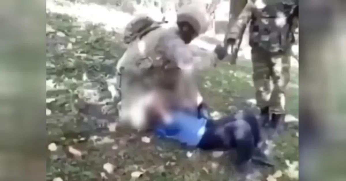 Shocking Video From Artsakh Shows Azerbaijani Soldier Cutting The Throat Of An Elderly Armenian Man