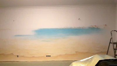 Mural bezludna wyspa, malowanie obrazu na ścianie w pokoju młodzieżowym, 