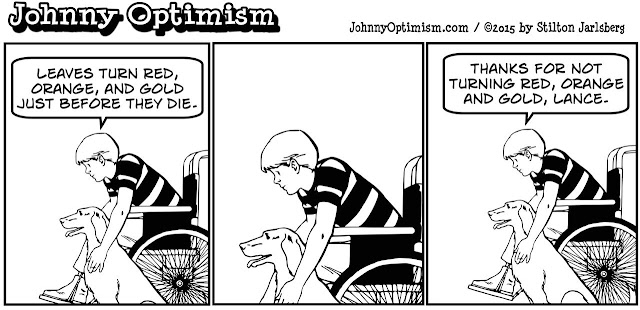 johnny optimism, medical, humor, sick, jokes, boy, wheelchair, doctors, hospital, stilton jarlsberg, penny, lance, death, grief