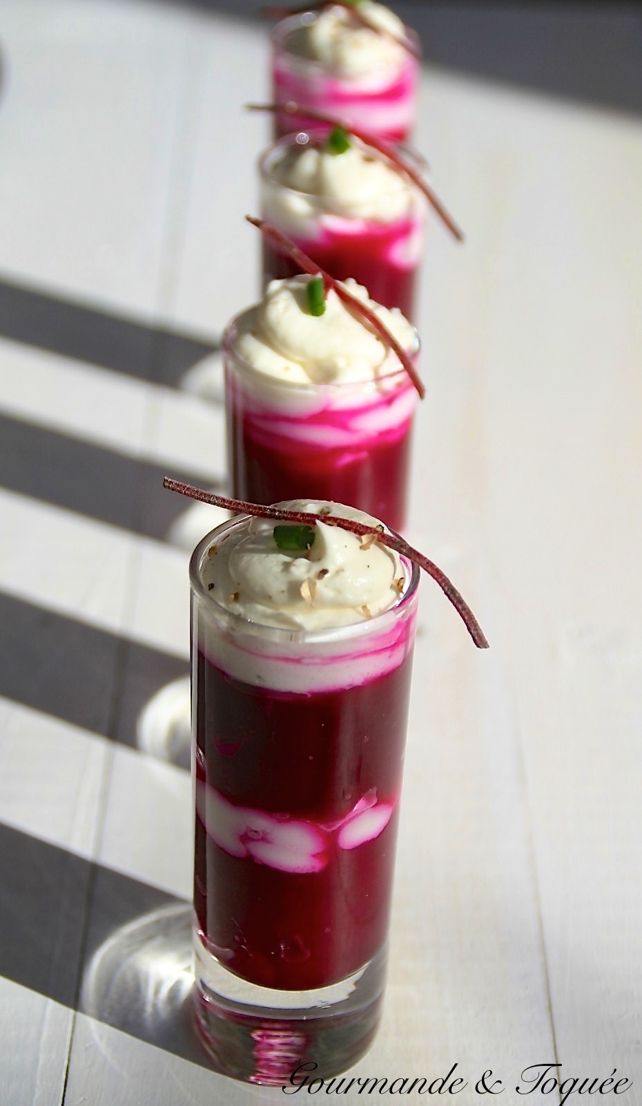 Gourmande & Toquée Verrine de betterave, mousse au chèvre