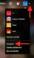 freccetta per accedere alle impostazioni di netflix account tramite computer