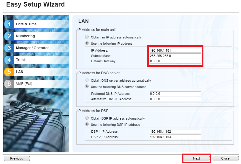 How to configure Panasonic NS300 by initial easy setup wizard?