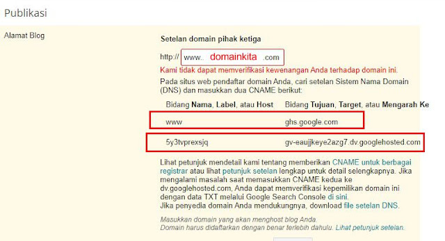 CNAME Record blogspot