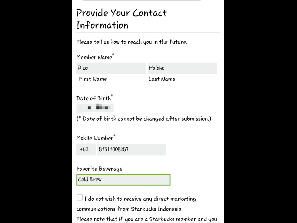 Registrasi Starbucks Card Yuk Rico Sihaloho