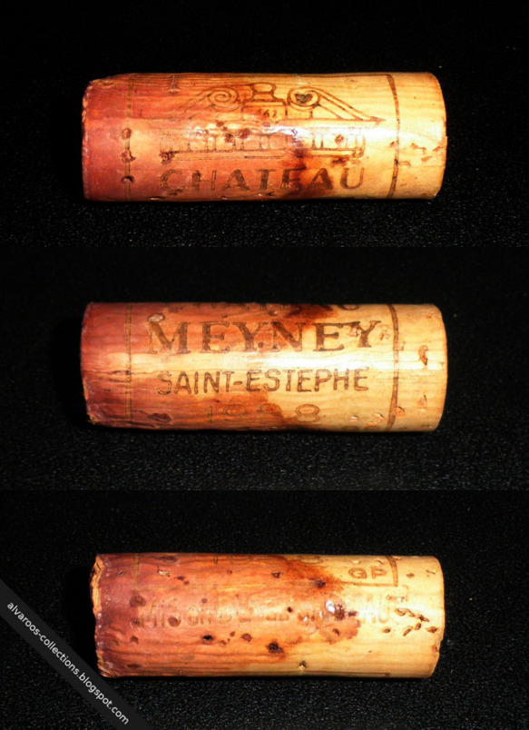Destroyed wine cork: Chateau Meyney (Saint-Estephe) 1998 Destroyed wine cork: Chateau Meyney (Saint-Estephe) 1998