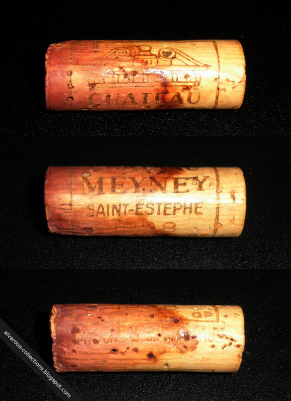 Destroyed wine cork: Chateau Meyney (Saint-Estephe) 1998