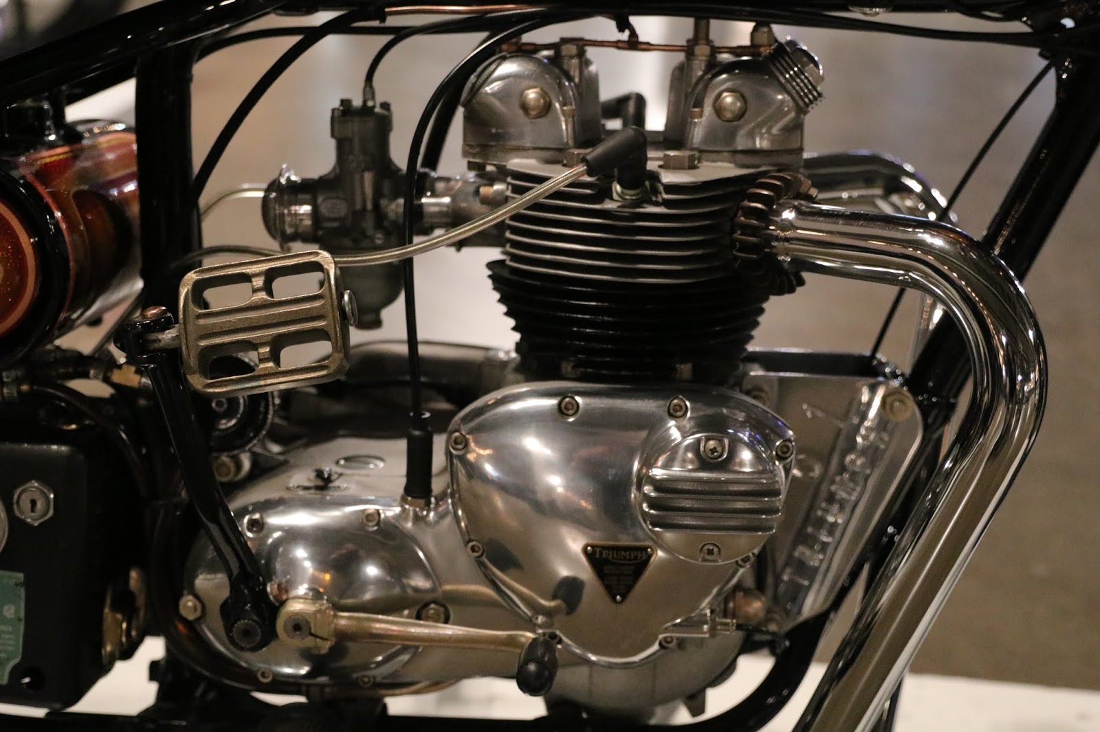 OldMotoDude Triumph Rigid Frame Chopper on display at the 2020 One