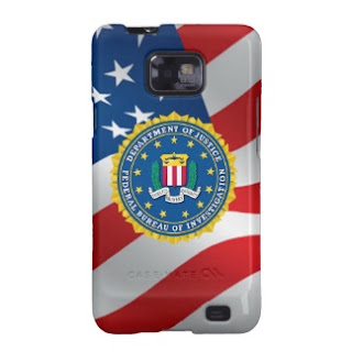 Samsung Galaxy with FBI symbol, iPhone, Motorola X, BlackBerry