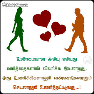 உண்மையான அன்பு என்பது வார்த்தைகளால் விவரிக்க இயலாதது. அது உணர்ச்சிகளாலும் எண்ணங்களாலும் செயலாலும் உணர்த்தப்படுவது...!