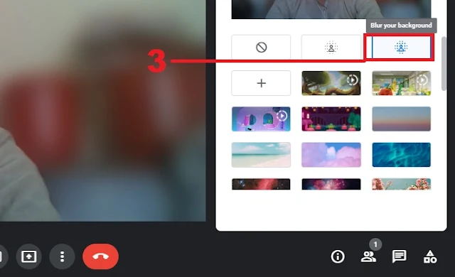 Click on Blur your background option and see the blur live