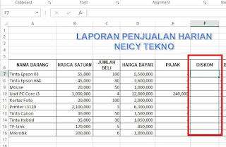 Menghitung Persen Diskon di excel