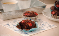 Muffins de chocolate y fresas