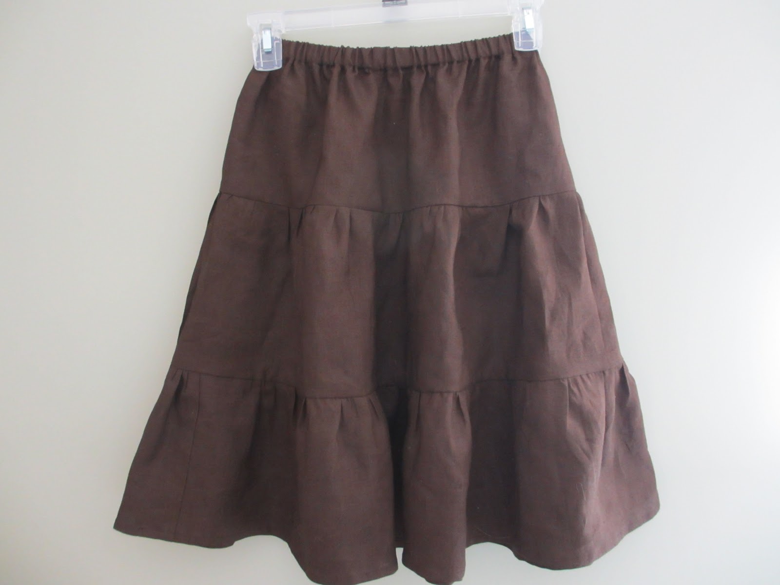 Sew Inspired Handmade Love: Girl's Tiered Skirt in Brown Linen