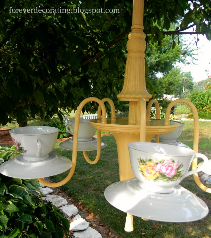Forever Decorating!: Old Chandelier Turns Teacup Candelier