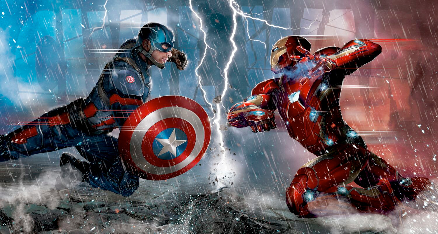 ｃｉａ こちら映画中央情報局です Captain America シリーズ最新作 キャプテン アメリカ シビル ウォー で対立するヒーローたちは どのように分裂するのか キャップ Vs アイアンマンの両軍団のメンバーが明らかになったネタバレ気味のプロモ アート