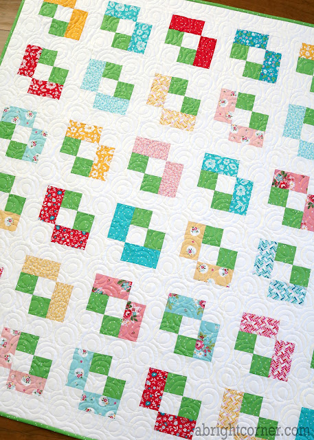 Icebox Cookie baby quilt by Andy of A Bright Corner - a charm pack quilt pattern from Perfect 5 Quilts book 