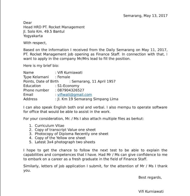 Doc Contoh Surat Lamaran Kerja Pdf Download Download 5