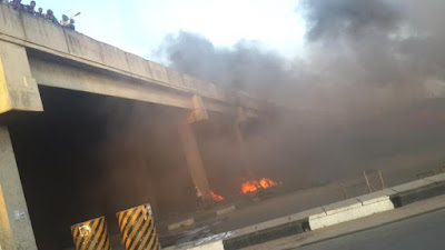 2 Photos: Petroleum tanker explode at Mile 2, Lagos
