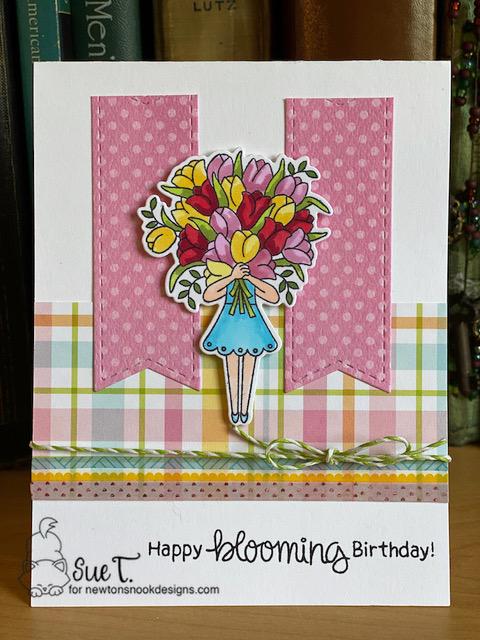 Happy Blooming Birthday by Sue features Loads of Blooms and Frames & Flags by Newton's Nook Designs; #newtonsnook